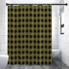 Olive Green Buffalo Check Pattern Print Premium Shower Curtain