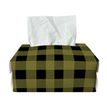 Olive Green Buffalo Check Pattern Print Rectangle Tissue Box Cover