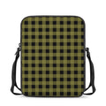 Olive Green Buffalo Check Pattern Print Rectangular Crossbody Bag