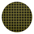 Olive Green Buffalo Check Pattern Print Round Blanket