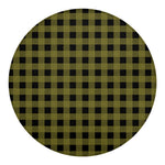 Olive Green Buffalo Check Pattern Print Round Blanket
