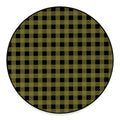 Olive Green Buffalo Check Pattern Print Round Floor Mat