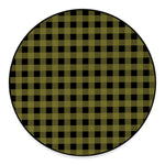 Olive Green Buffalo Check Pattern Print Round Floor Mat
