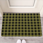 Olive Green Buffalo Check Pattern Print Rubber Doormat