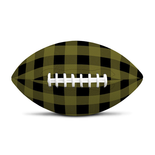 Olive Green Buffalo Check Pattern Print Rugby Ball