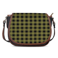 Olive Green Buffalo Check Pattern Print Saddle Bag