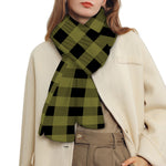 Olive Green Buffalo Check Pattern Print Scarf