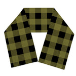 Olive Green Buffalo Check Pattern Print Scarf