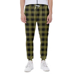 Olive Green Buffalo Check Pattern Print Scuba Joggers