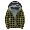 Olive Green Buffalo Check Pattern Print Sherpa Lined Zip Up Hoodie