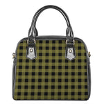 Olive Green Buffalo Check Pattern Print Shoulder Handbag