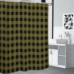 Olive Green Buffalo Check Pattern Print Shower Curtain