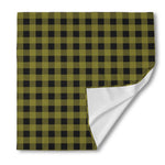 Olive Green Buffalo Check Pattern Print Silk Bandana