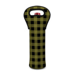 Olive Green Buffalo Check Pattern Print Single Neoprene Wine Tote