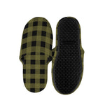 Olive Green Buffalo Check Pattern Print Slippers