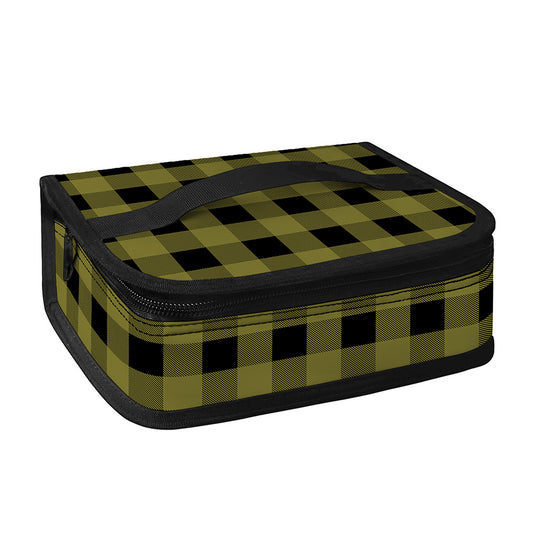 Olive Green Buffalo Check Pattern Print Small Lunch Bag