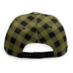 Olive Green Buffalo Check Pattern Print Snapback Cap