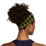 Olive Green Buffalo Check Pattern Print Sports Headband