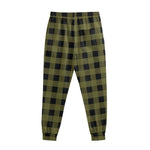 Olive Green Buffalo Check Pattern Print Sweatpants