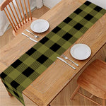 Olive Green Buffalo Check Pattern Print Table Runner