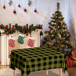 Olive Green Buffalo Check Pattern Print Tablecloth