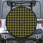 Olive Green Buffalo Check Pattern Print Tire Cover With Camera Hole