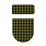 Olive Green Buffalo Check Pattern Print Toilet Lid And Tank Cover Set