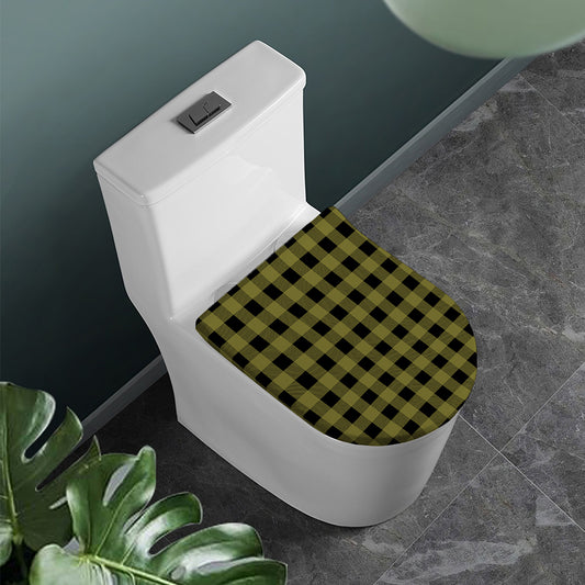 Olive Green Buffalo Check Pattern Print Toilet Lid Cover