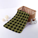 Olive Green Buffalo Check Pattern Print Towel