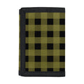 Olive Green Buffalo Check Pattern Print Trifold Wallet
