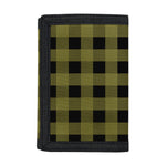Olive Green Buffalo Check Pattern Print Trifold Wallet