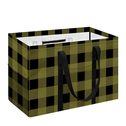 Olive Green Buffalo Check Pattern Print Utility Tote Bag