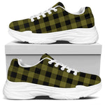Olive Green Buffalo Check Pattern Print White Chunky Shoes