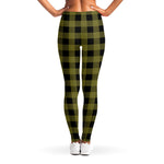 Olive Green Buffalo Check Pattern Print Women's Leggings