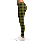 Olive Green Buffalo Check Pattern Print Women's Leggings