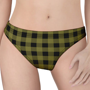 Olive Green Buffalo Check Pattern Print Women's Thong