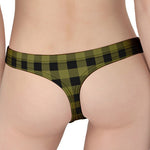 Olive Green Buffalo Check Pattern Print Women's Thong