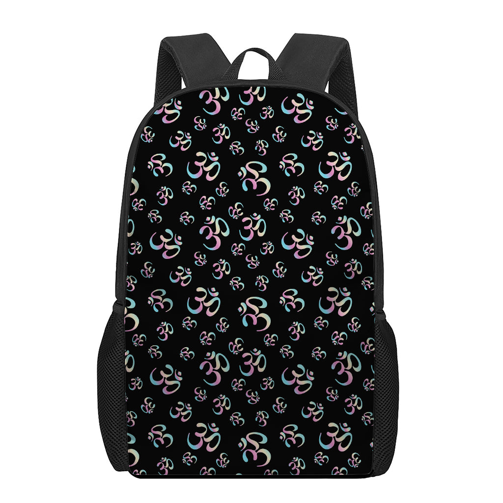 Om Sign Pattern Print 17 Inch Backpack