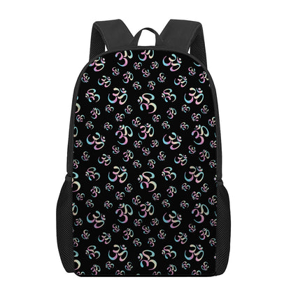 Om Sign Pattern Print 17 Inch Backpack