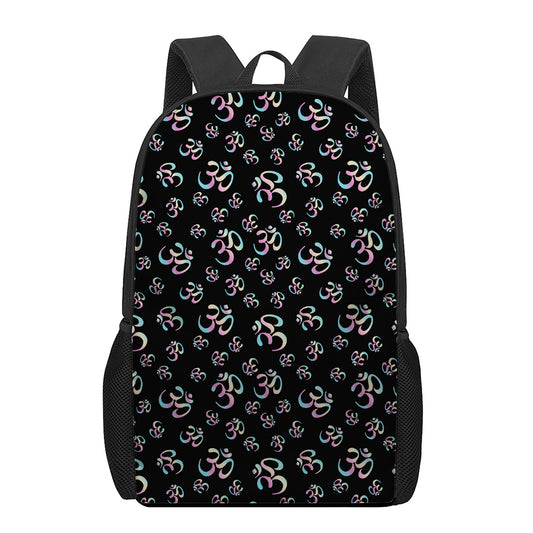 Om Sign Pattern Print 17 Inch Backpack