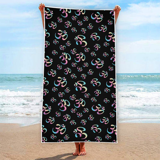 Om Sign Pattern Print Beach Towel