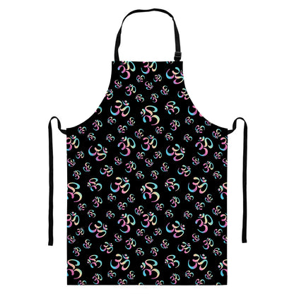 Om Sign Pattern Print Bib Apron With Pocket