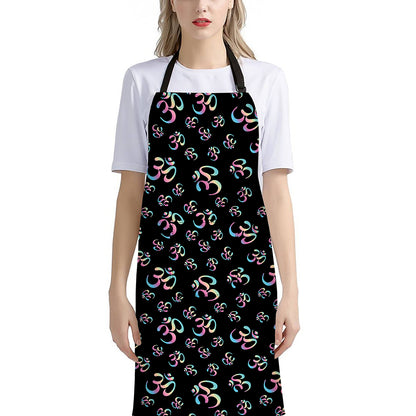 Om Sign Pattern Print Bib Apron With Pocket