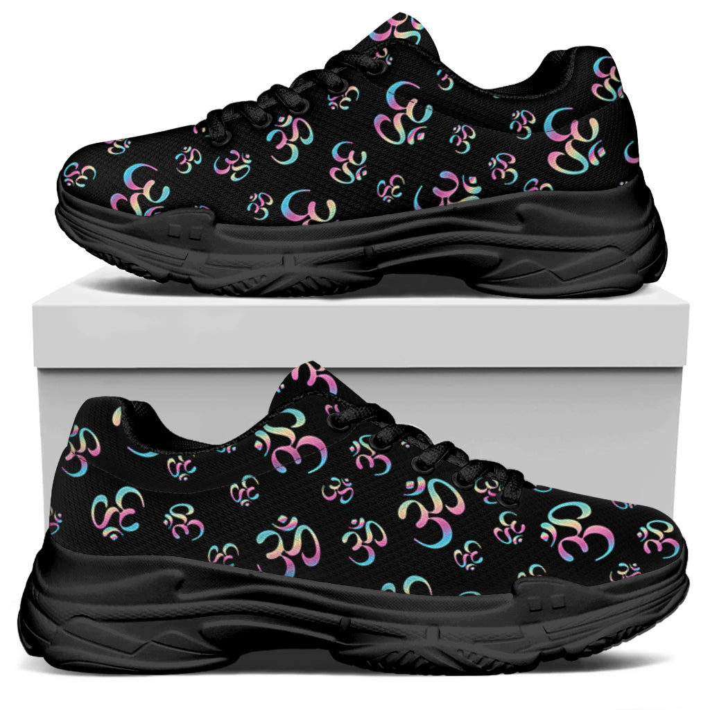 Om Sign Pattern Print Black Chunky Shoes