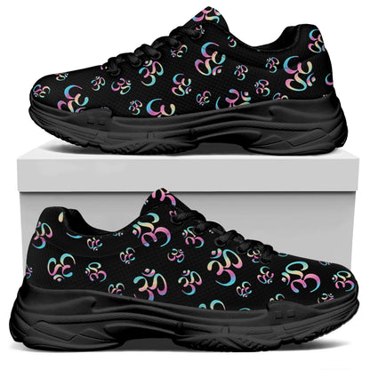 Om Sign Pattern Print Black Chunky Shoes