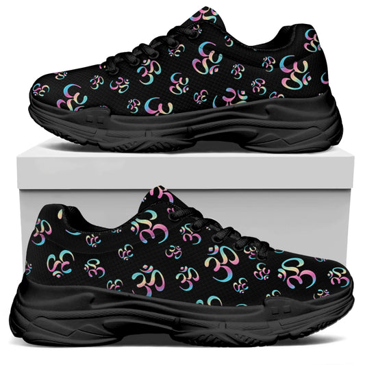 Om Sign Pattern Print Black Chunky Shoes