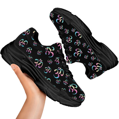 Om Sign Pattern Print Black Chunky Shoes