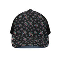 Om Sign Pattern Print Black Mesh Trucker Hat