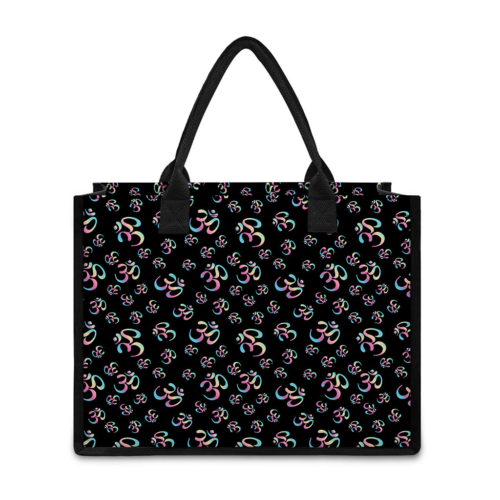Om Sign Pattern Print Canvas Tote Bag