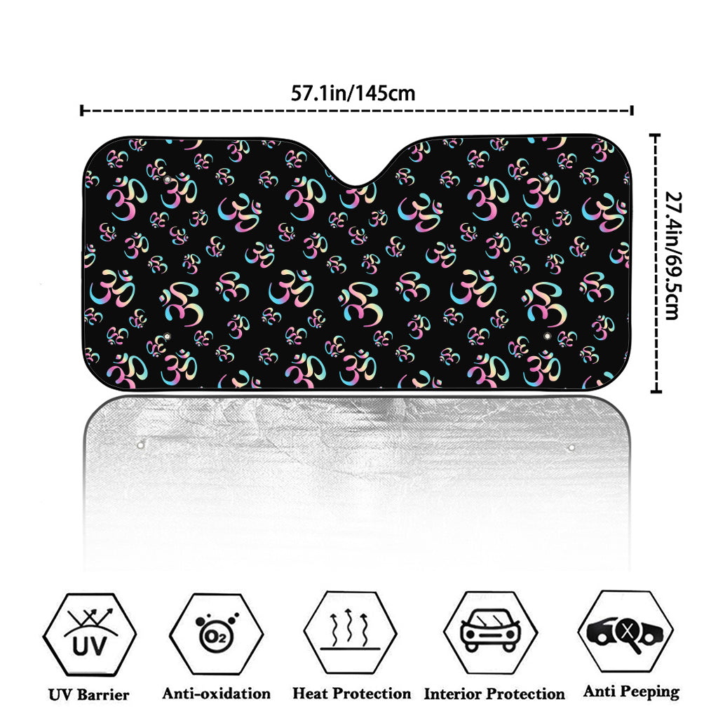 Om Sign Pattern Print Car Windshield Sun Shade